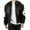 8 Ball Black Nylon Bomber Jacket For Men's