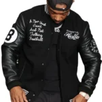 8 Ball Essential Hustler’s Black Men's Varsity Wool with Leather Jacket