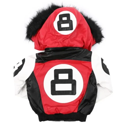 8 Ball Jacket Kid's Faux Fur Trim Hood Red & Black Jacket