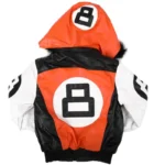 8 Ball Kid's Faux Fur Trim Hood Orange & Black Leather Jacket