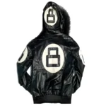 8 Ball Kid's Robert Phillipe Black Leather Jacket with Fur Hood