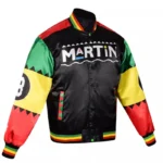 8 Ball Martin Men's Varsity Black & Multicolor Satin Jacket