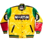 8 Ball Martin Men's Varsity Yellow & Multicolor Satin Jacket