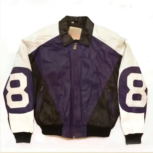 8 Ball Men's Michael Hoban Purple & Black Real Leather Jacket