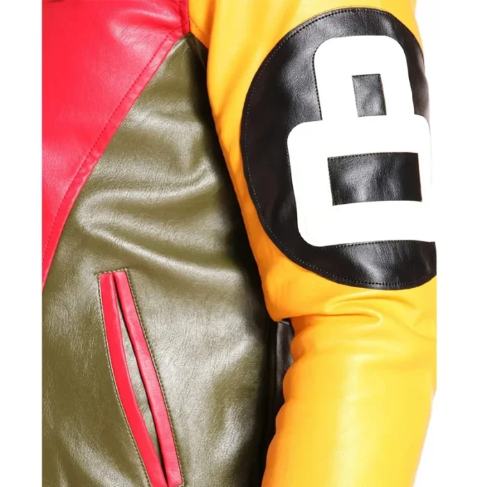 8 Ball Men’s Robert Phillipe Red & Yellow Fur Hooded Real Leather Jacket