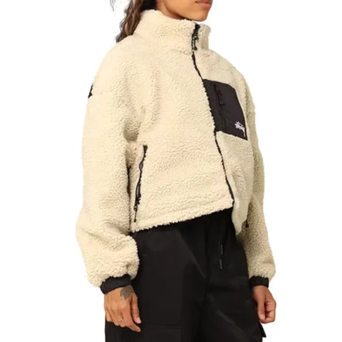 8 Ball Women’s Stussy Reversible Sherpa Off -White and Black Jacket