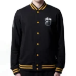 Black Men's Stussy 8 Ball Varsity Leather Jacket