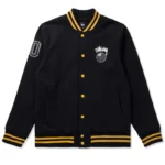 Black Men's Stussy Eight Ball Varsity Leather Jacket