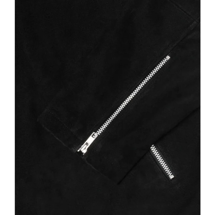 Black Stussy Eight Ball Suede Leather Bing Jacket For Men's