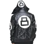 Eight Ball David Puddy Men's Black Bomber Fur Hooded Top Grain Leather Jacket