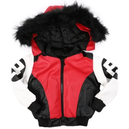 Eight Ball Jacket Kid's Faux Fur Trim Hood Red Leather Jacket