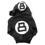 Eight Ball Kid's Faux Fur Trim Hood Black Leather Jacket