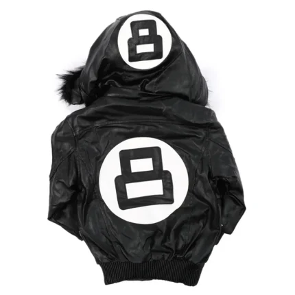 Eight Ball Kid's Faux Fur Trim Hood Black Leather Jacket