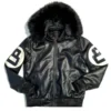 Eight Ball Kid's Robert Phillipe Black Fur Hooded Collar Real Leather Jacket