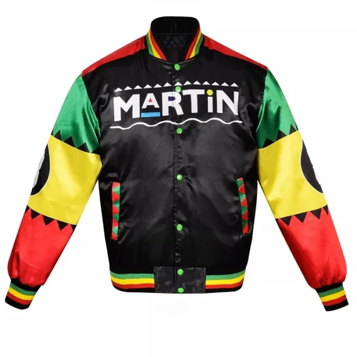 Eight Ball Martin Men's Varsity Black Satin Jacket - Image 1