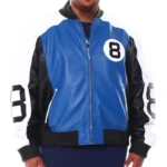 Eight Ball Men’s Big and Tall Blue Genuine Leather Jacket