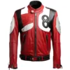 Eight Ball Men's Billiard Cue Red Bomber Leather Jacket