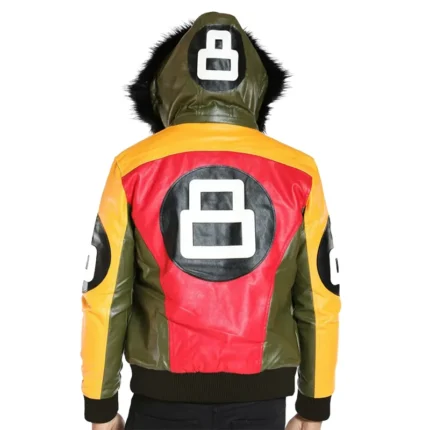 Eight Ball Men’s Robert Phillipe Multi Color Fur Hooded Leather Jacket