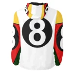 Eight Ball Men's White 90s Hooded Bomber Real Leather Jacket