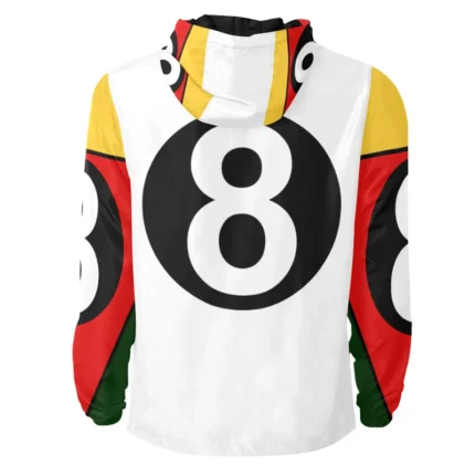 Eight Ball Men's White 90s Hooded Bomber Real Leather Jacket