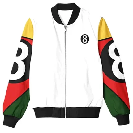 Eight Ball Women’s 90s White Vintage Bomber Polyester Jacket