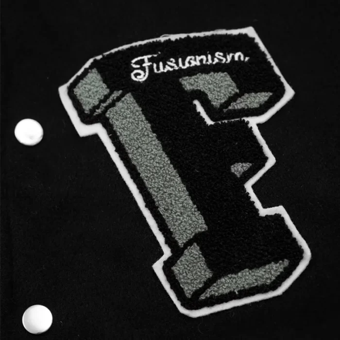 Fusionism Men's 8 Ball Black Varsity Leather Jacket