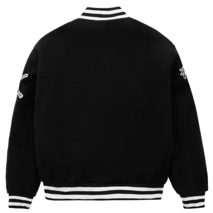 Fusionism Men's Eight Ball Black Varsity Leather Jacket