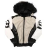 Kids Eight Ball Sand Bomber Fur Hooded Real Leather Jacket