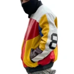 Men’s 8 Ball 80's Red & White Genuine Leather Jacket