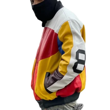 Men’s 8 Ball 80's Red & White  Genuine Leather Jacket