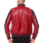 Men's 8 Ball 90s Moto Colrblock Red Leather Jacket