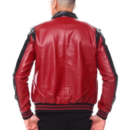 Men's 8 Ball 90s Moto Colrblock Red Leather Jacket
