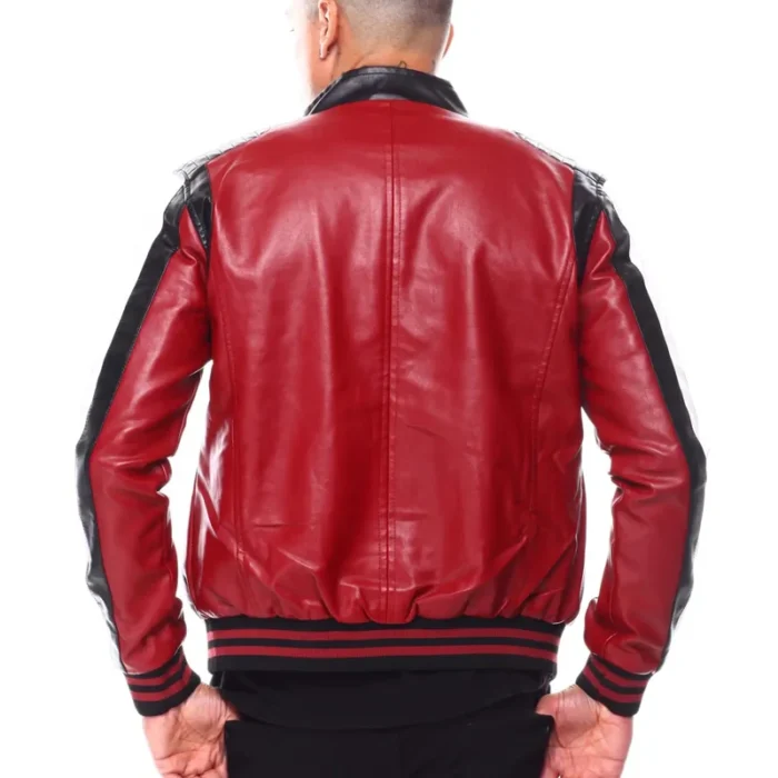 Men's 8 Ball 90s Moto Colrblock Red Leather Jacket