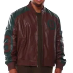 Men’s 8 Ball Big & Tall Brown and Green Real Leather Jacket