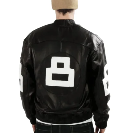 Men's 8 Ball Black David Puddy - Seinfeld Real Leather Jacket