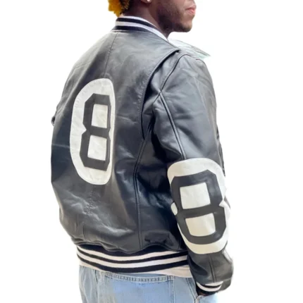 Men’s 8 Ball Black & White Real Leather Jacket