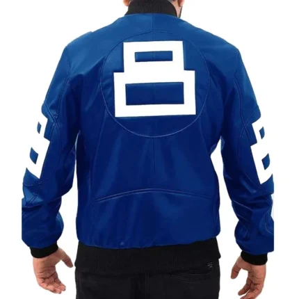 Men's 8 Ball Blue David Puddy - Seinfeld Bomber Real Leather Jacket