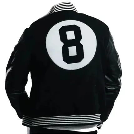 Men's 8 Ball Essential Hustler’s Black Varsity Wool with Leather Jacket