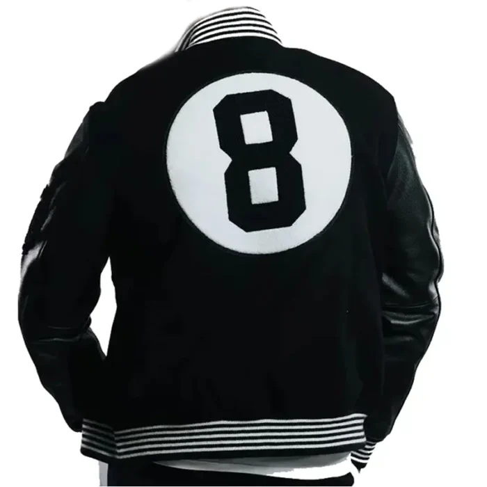 Men's 8 Ball Essential Hustler’s Black Varsity Wool with Leather Jacket