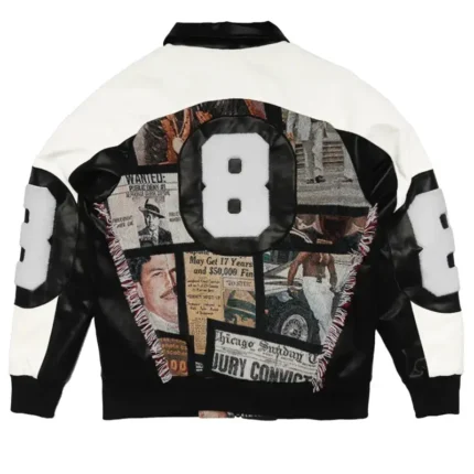 Men's 8 Ball Narco Black & White Varsity Polyester Jacket