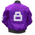 Men's 8 Ball Purple David Puddy Seinfeld Bomber Real Leather Jacket