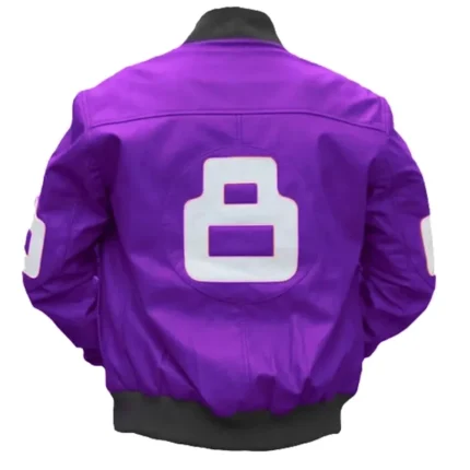 Men's 8 Ball Purple David Puddy Seinfeld Bomber Real Leather Jacket