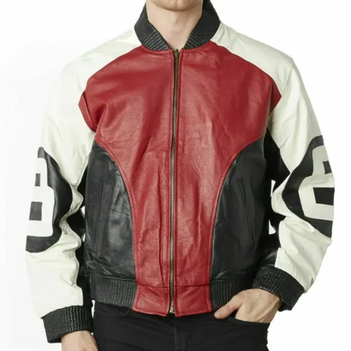 Men's 8 Ball Tri Color Real Leather Jacket