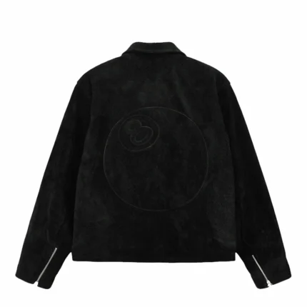 Men's Black Stussy 8 Ball Suede Leather Bing Jacket