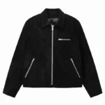 Men's Black Stussy Eight Ball Suede Leather Bing Jacket