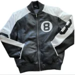 Men's Black The Original Eight Ball Bomber Full Grain Leather Jacket
