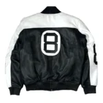 Men's Black The Original Eight Ball Bomber Top Grain Leather Jacket