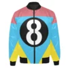 Men's Blue & Pink 8 Ball Printed Satin Bomber Jacket