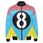 Men's Blue & Pink 8 Ball Printed Satin Bomber Jacket