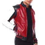 Men's Eight Ball 90s Moto Colrblock Red Real Leather Jacket